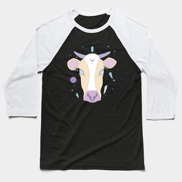 Cosmic Cow Baseball T-Shirt by Ventderrmidi